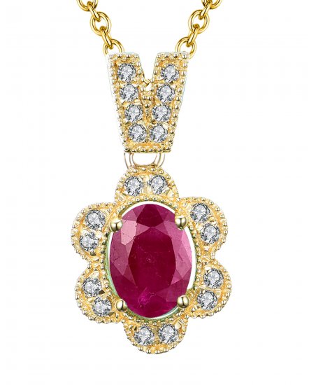 OVAL COLORED STONE DIAMOND PENDANT (TP2021)